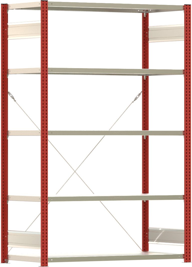 Fachbodenregal BERT - Breite: 128,5 cm - Tiefe: 60 cm - Höhe: 200 cm - 5 Böden - Grundregal