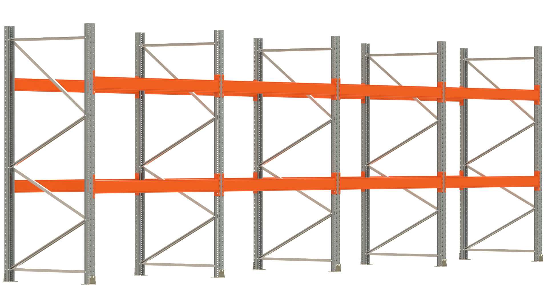 Palettenregal ARTUS - Breite 802,5 cm - Höhe 250 cm - Tiefe 110 cm - 2 Träger-Ebenen - max. Fachlast 2000 kg - 24 Palettenstellplätze