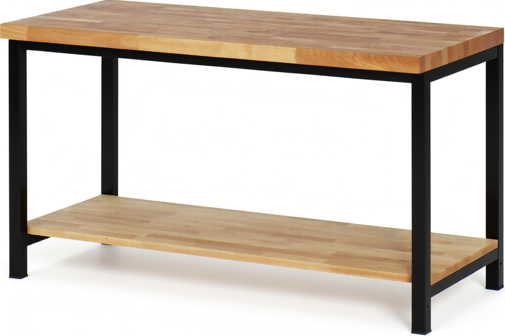 RAU Werkbank schwarz - Breite 150 cm - Tiefe 70 cm - Höhe 84 cm - Buche-Massiv Arbeitsplatte 40 mm