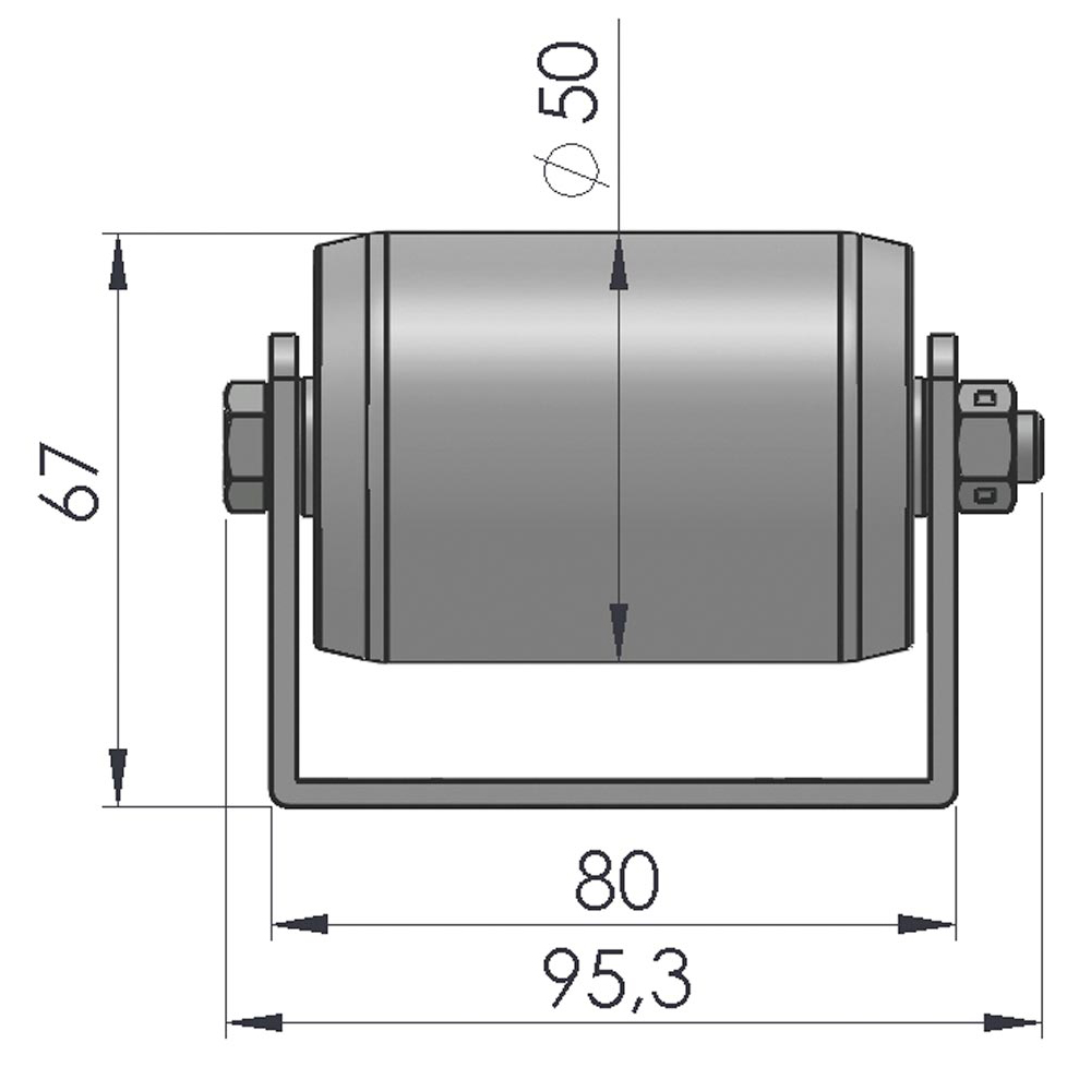Palettenrollschiene, verzinkt, Profil zweireihig, Rolle Durchm. 50 mm, Traglast 160 kg, Bauhöhe 67 mm, Achsabstand 182 mm