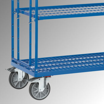 Fetra - Etagenwagen m. Schrägböden - Tragkraft 500 kg - 1.800 x 1.830 x 620 mm (HxBxT) - 4 Drahtgitter-Böden