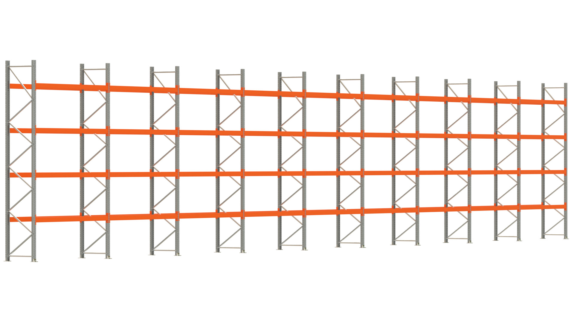 Palettenregal ARTUS - Breite 2515 cm - Höhe 450 cm - Tiefe 80 cm - Fachlast 2000 kg - 90 Palettenstellplätze