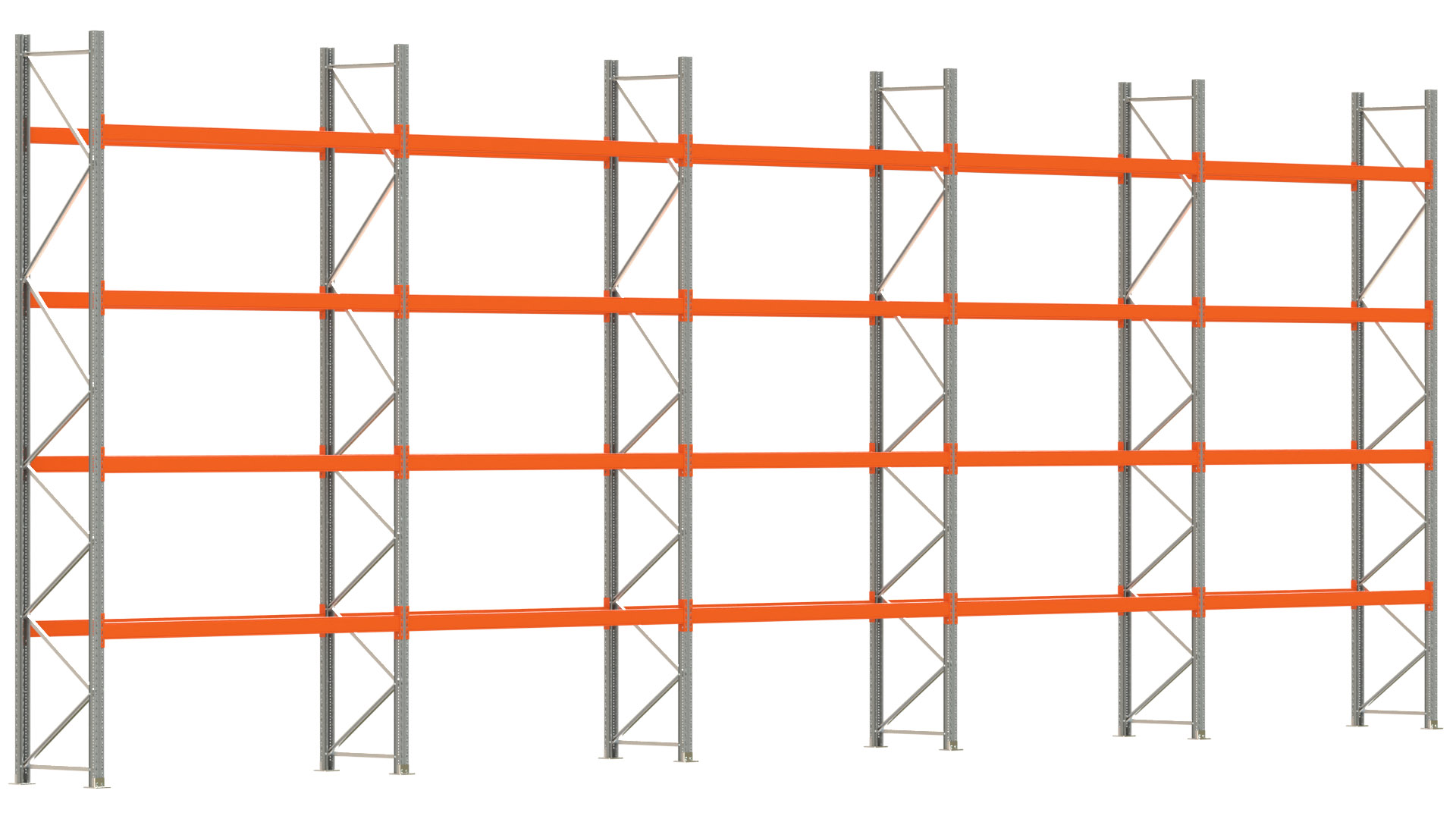 Palettenregal ARTUS - Breite 1401 cm - Höhe 500 cm - Tiefe 80 cm - Fachlast 2250 kg - 50 Palettenstellplätze