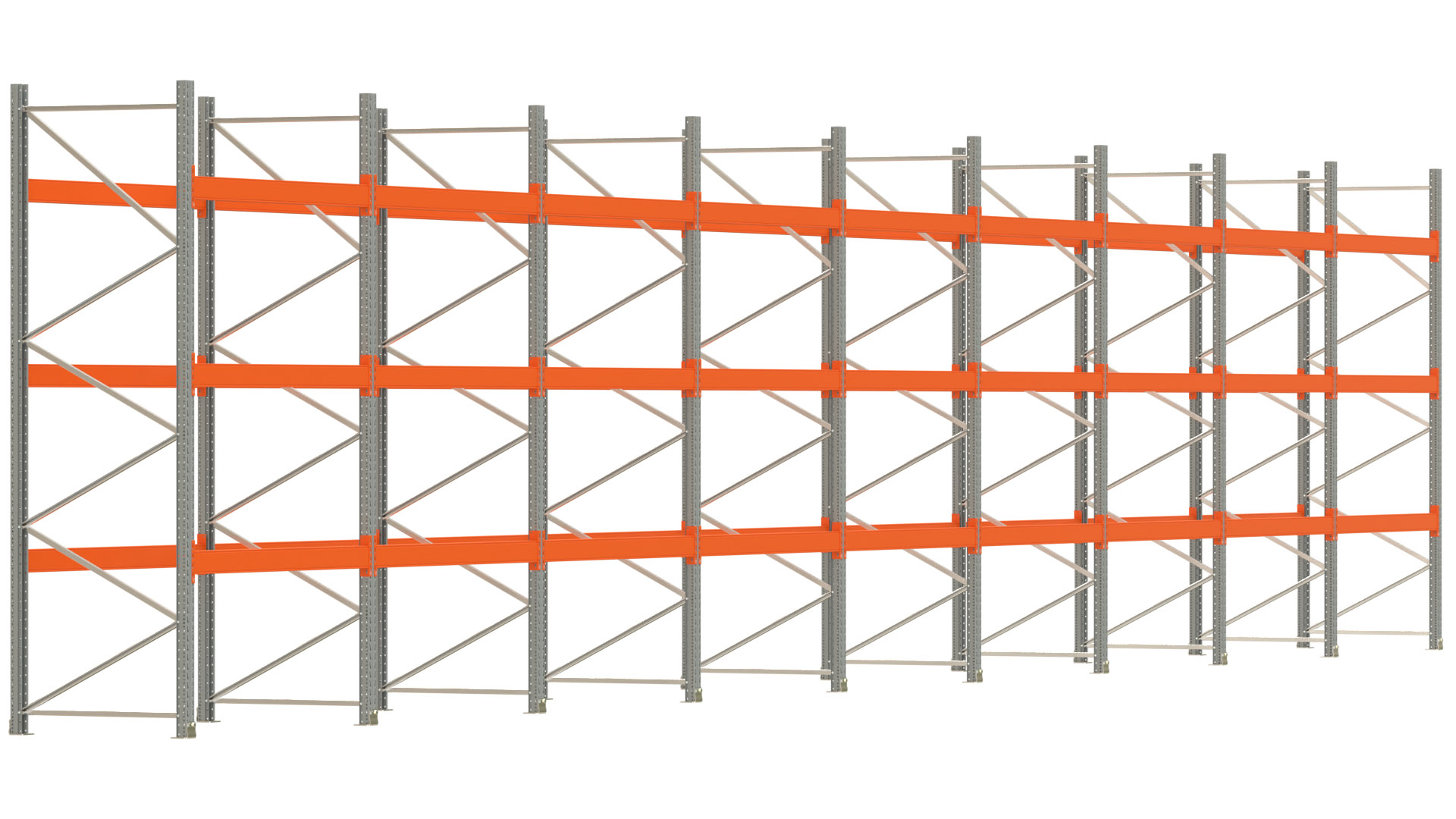 Palettenregal ARTUS - Breite 1795 cm - Höhe 350 cm - Tiefe 110 cm - Fachlast 2000 kg - 72 Palettenstellplätze