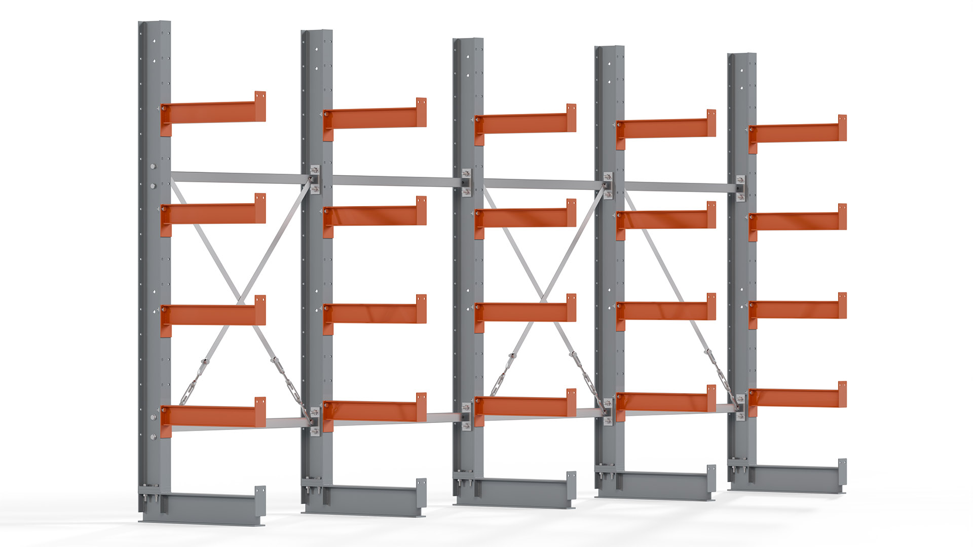 Kragarmregal KARL basic - lackiert - Breite: 400 cm - Höhe: 200 cm - Tiefe: 50 cm - Traglast je Kragarm: 870 kg - einseitig