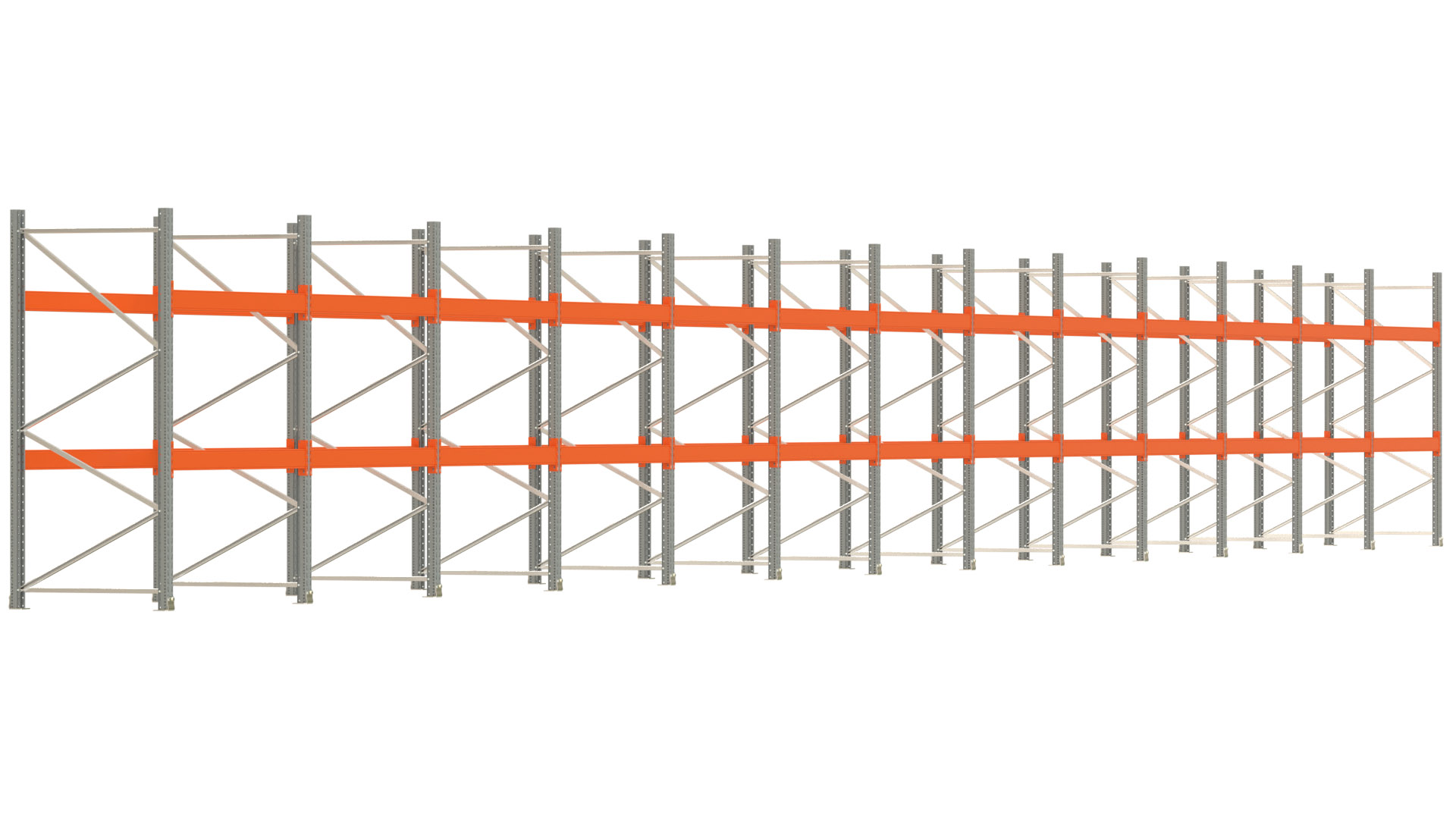 Palettenregal ARTUS - Breite 2589 cm - Höhe 250 cm - Tiefe 110 cm - Fachlast 3000 kg - 78 Palettenstellplätze