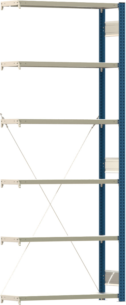 Fachbodenregal BERT - Breite: 100,5 cm - Tiefe: 30 cm - Höhe: 250 cm - 6 Böden - Anbauregal