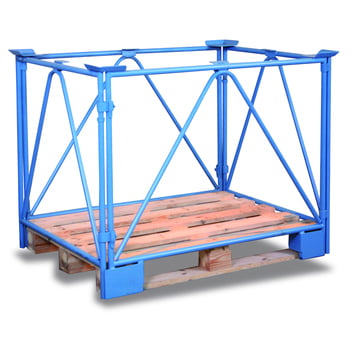Palettenaufsatzrahmen für Industriepalette - 2.000 kg - Höhe 1.600 mm - 3-fach stapelbar - Diagonalstreben - lichtblau