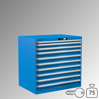 Lista Schubladenschrank - 78.295.010 - 1.000x1.023x725 mm (HxBxT) - 10 Schubladen - 75 kg - Key Lock - lichtblau (RAL 5012)