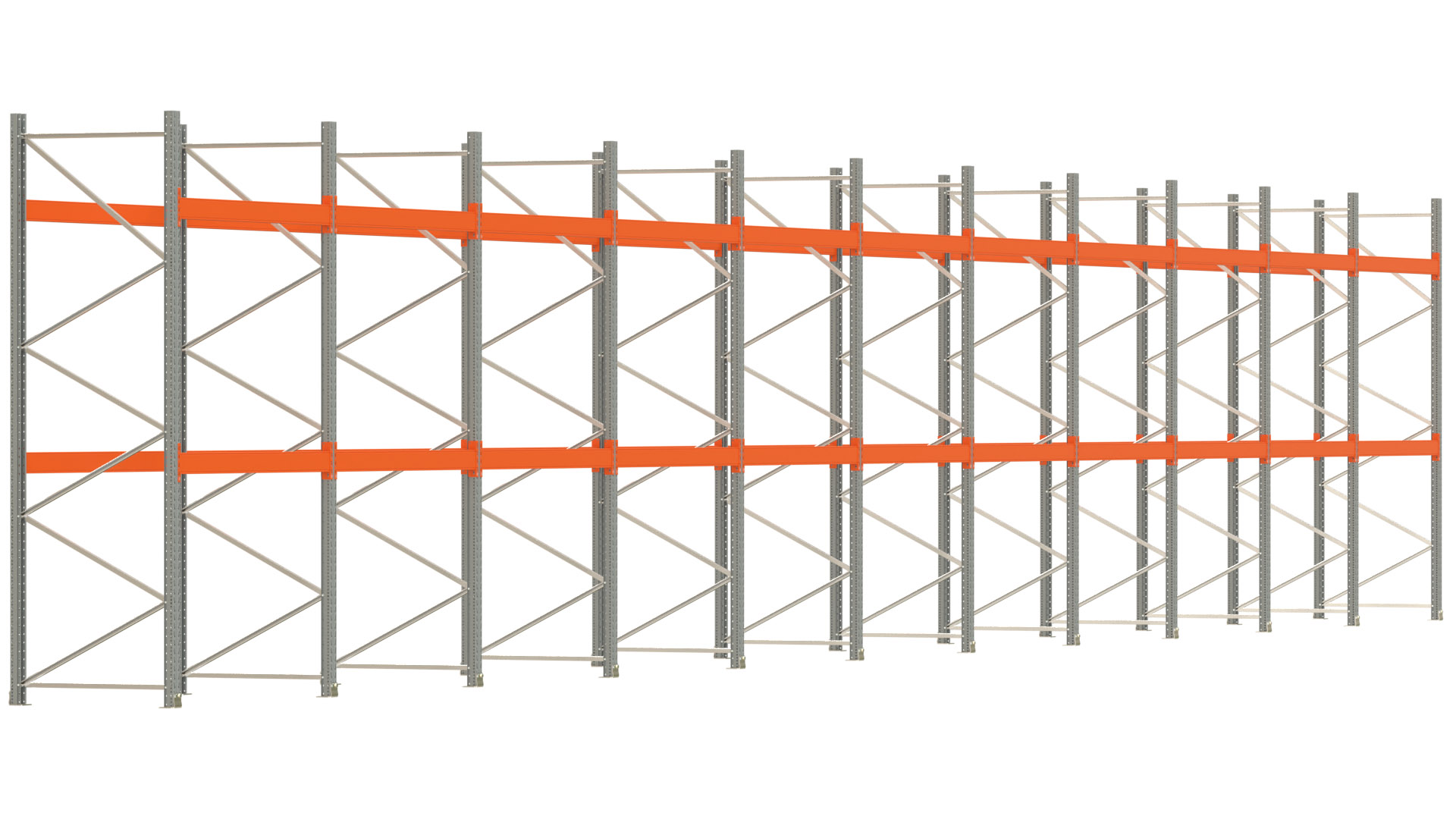 Palettenregal ARTUS - Breite 2192 cm - Höhe 350 cm - Tiefe 110 cm - Fachlast 2000 kg - 66 Palettenstellplätze