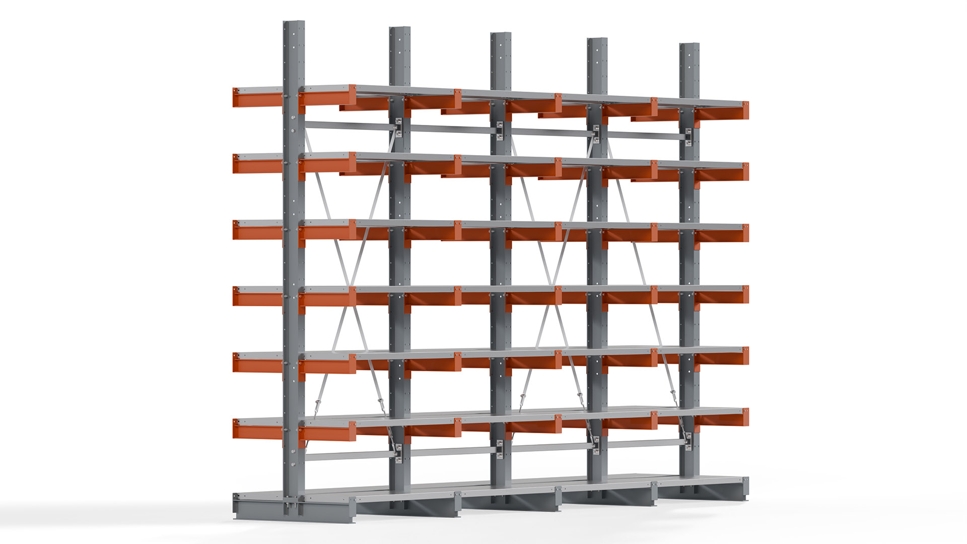 Kragarmregal KARL basic - lackiert - Breite: 400 cm - Höhe: 300 cm - Tiefe: 40 cm - Traglast je Kragarm: 1100 kg - beidseitig