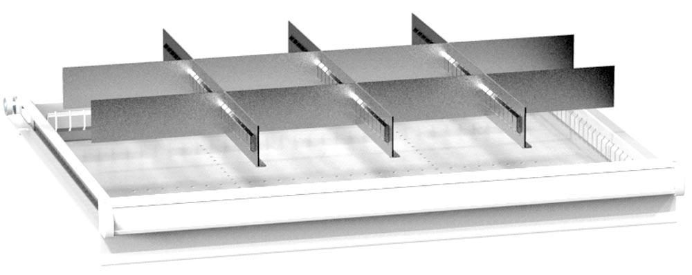 Einteilungsmaterial-Set, 3 Schlitzwände, 8 Trennwände, für FH 200/225 mm, passend für Schublade BxT 1190x780 mm