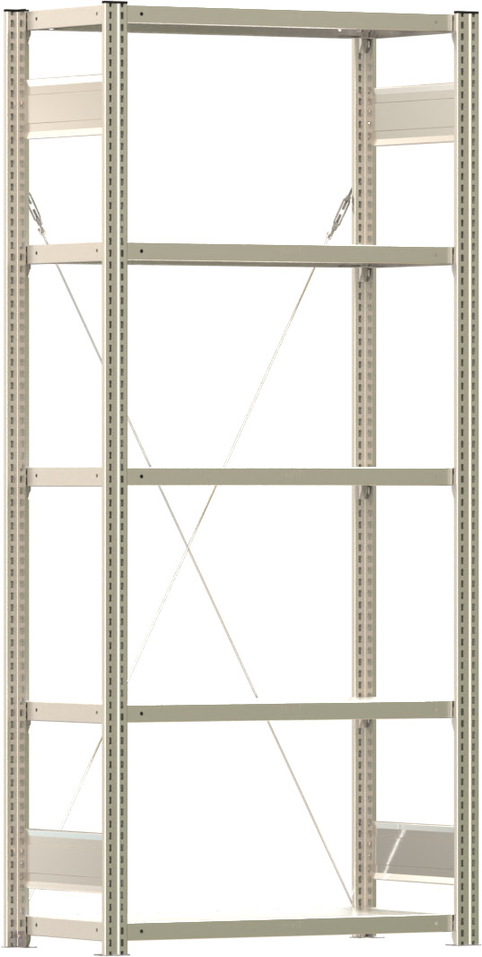 Fachbodenregal BERT - Breite: 87,5 cm - Tiefe: 40 cm - Höhe: 200 cm - 5 Böden - Grundregal