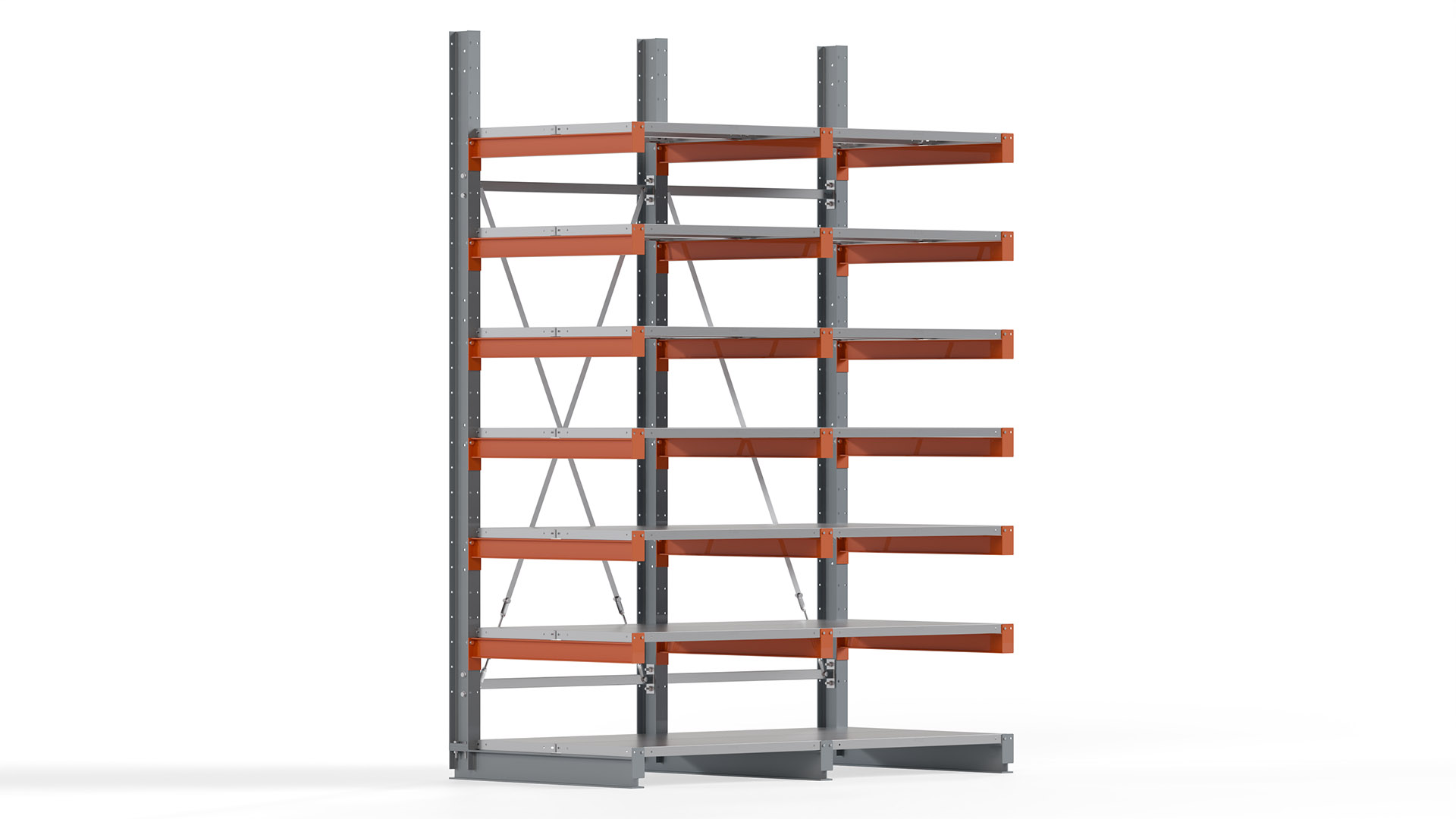 Kragarmregal KARL basic - lackiert - Breite: 200 cm - Höhe: 300 cm - Tiefe: 100 cm - Traglast je Kragarm: 450 kg - einseitig