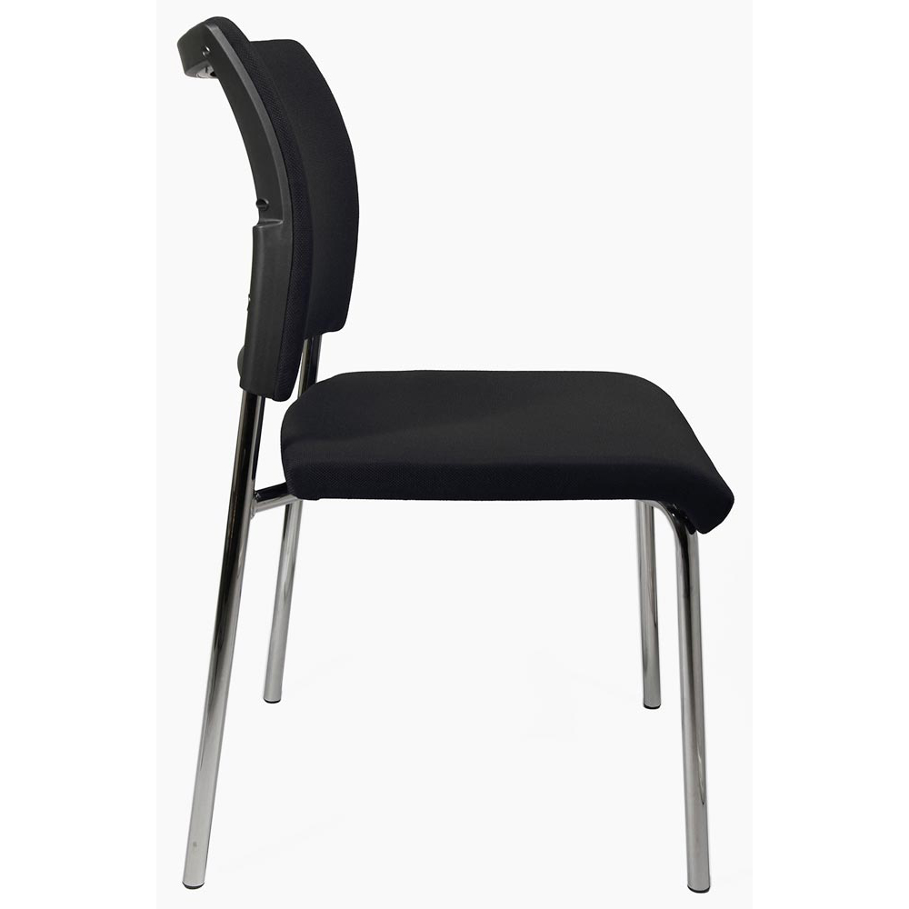 Stapelstuhl, Sitz-BxTxH 480x450x430 mm, Gesamthöhe 830 mm, 4-Fuß-Gestell verchromt, Sitz- + Rückenpolster schwarz, VE 2 Stück