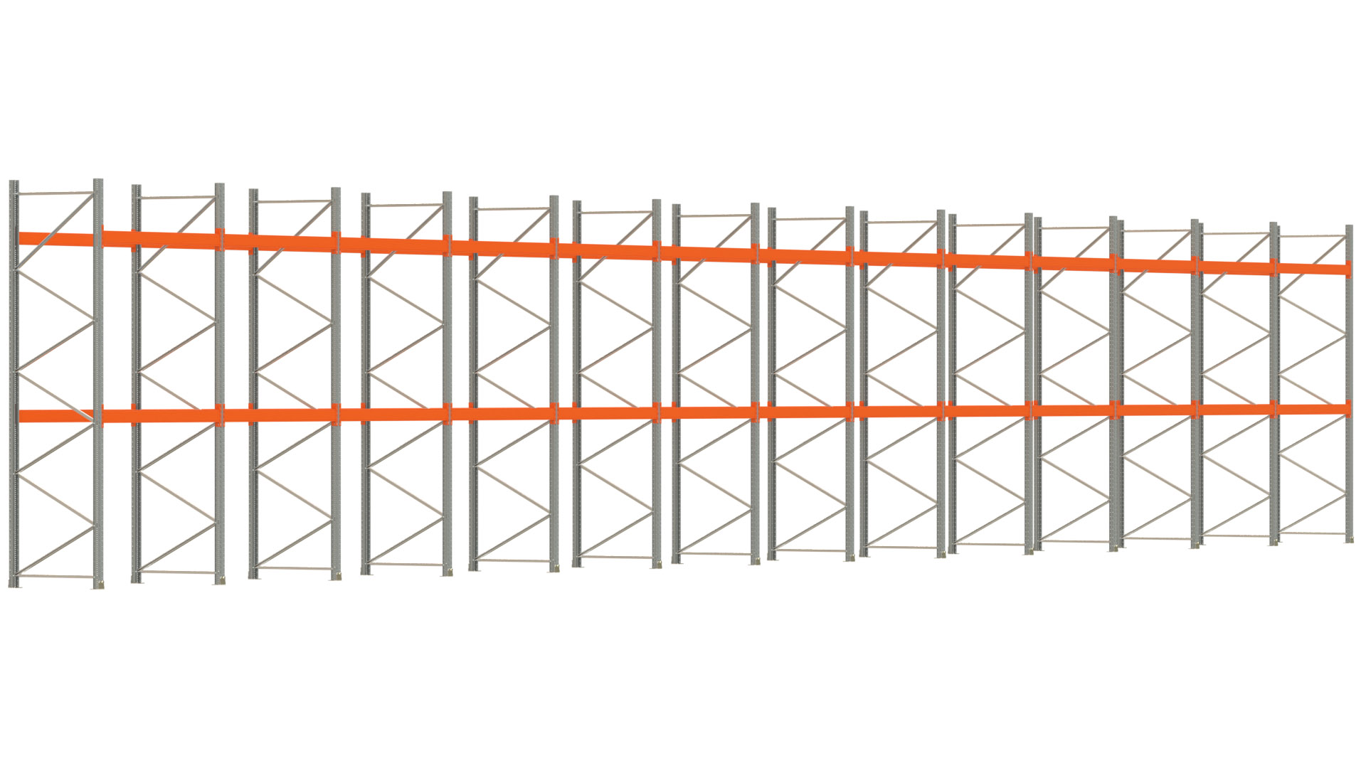 Palettenregal ARTUS - Breite 2589 cm - Höhe 400 cm - Tiefe 110 cm - Fachlast 3000 kg - 78 Palettenstellplätze