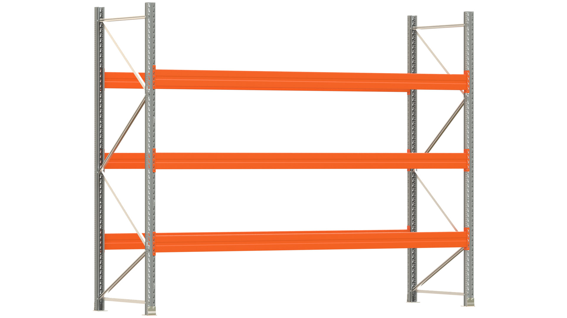 Palettenregal ARTUS - Breite 377 cm - Höhe 300 cm - Tiefe 110 cm - 3 Träger-Ebenen - Fachlast 3000 kg - 16 Palettenstellplätze
