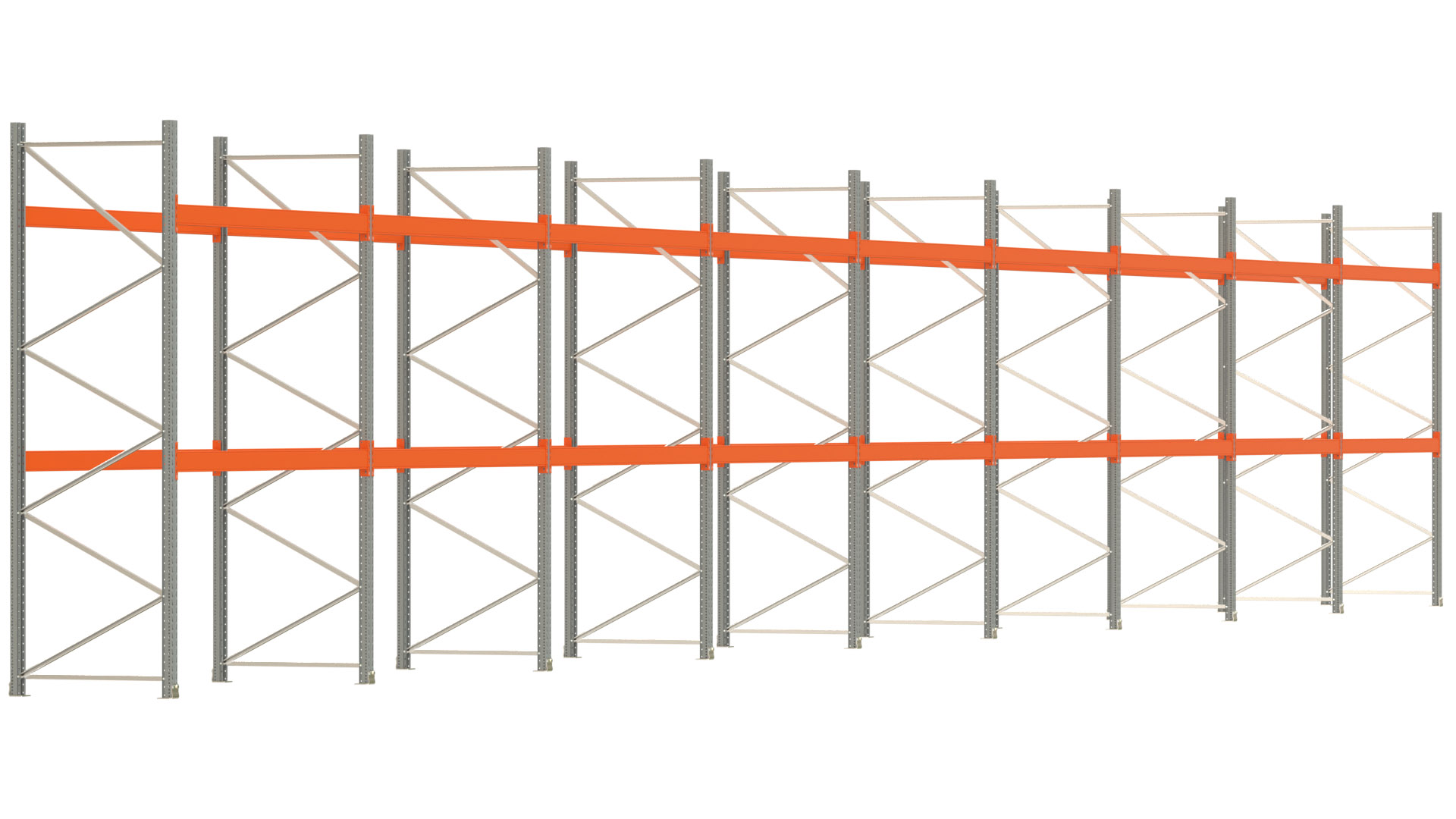 Palettenregal ARTUS - Breite 2515 cm - Höhe 350 cm - Tiefe 110 cm - Fachlast 3000 kg - 81 Palettenstellplätze