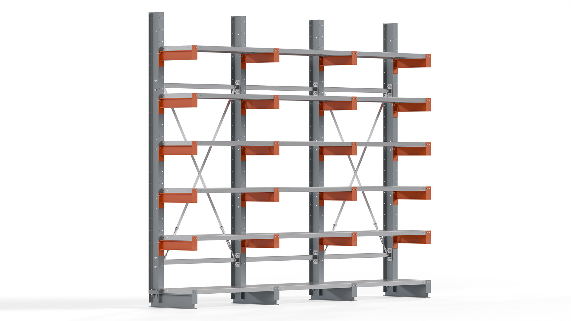 Kragarmregal KARL basic - lackiert - Breite: 300 cm - Höhe: 250 cm - Tiefe: 40 cm - Traglast je Kragarm: 1100 kg - einseitig