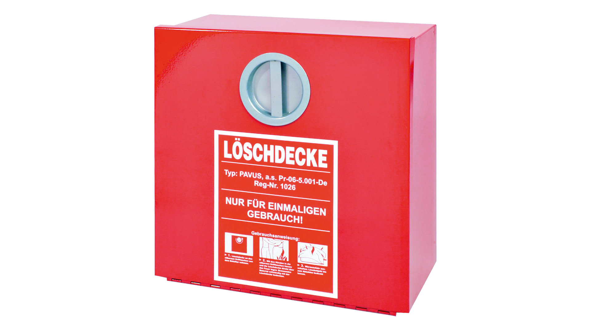 Metall-Wandbehälter für Löschdecke, rot lackiert, BxTxH 300x300x125 mm