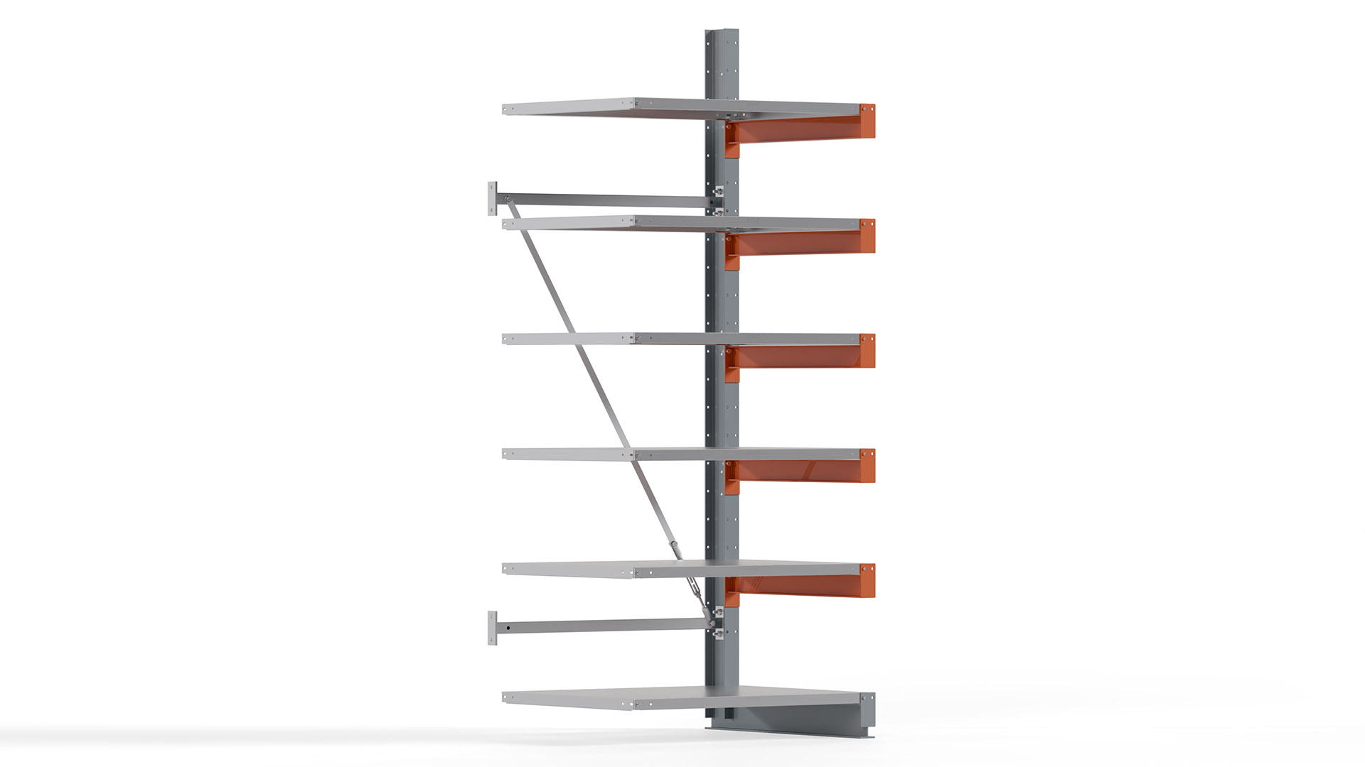 Kragarmregal KARL basic - Anbaufeld - Breite: 100 cm - Höhe: 250 cm - Tiefe: 92 cm - Traglast je Arm: 550 kg - einseitig