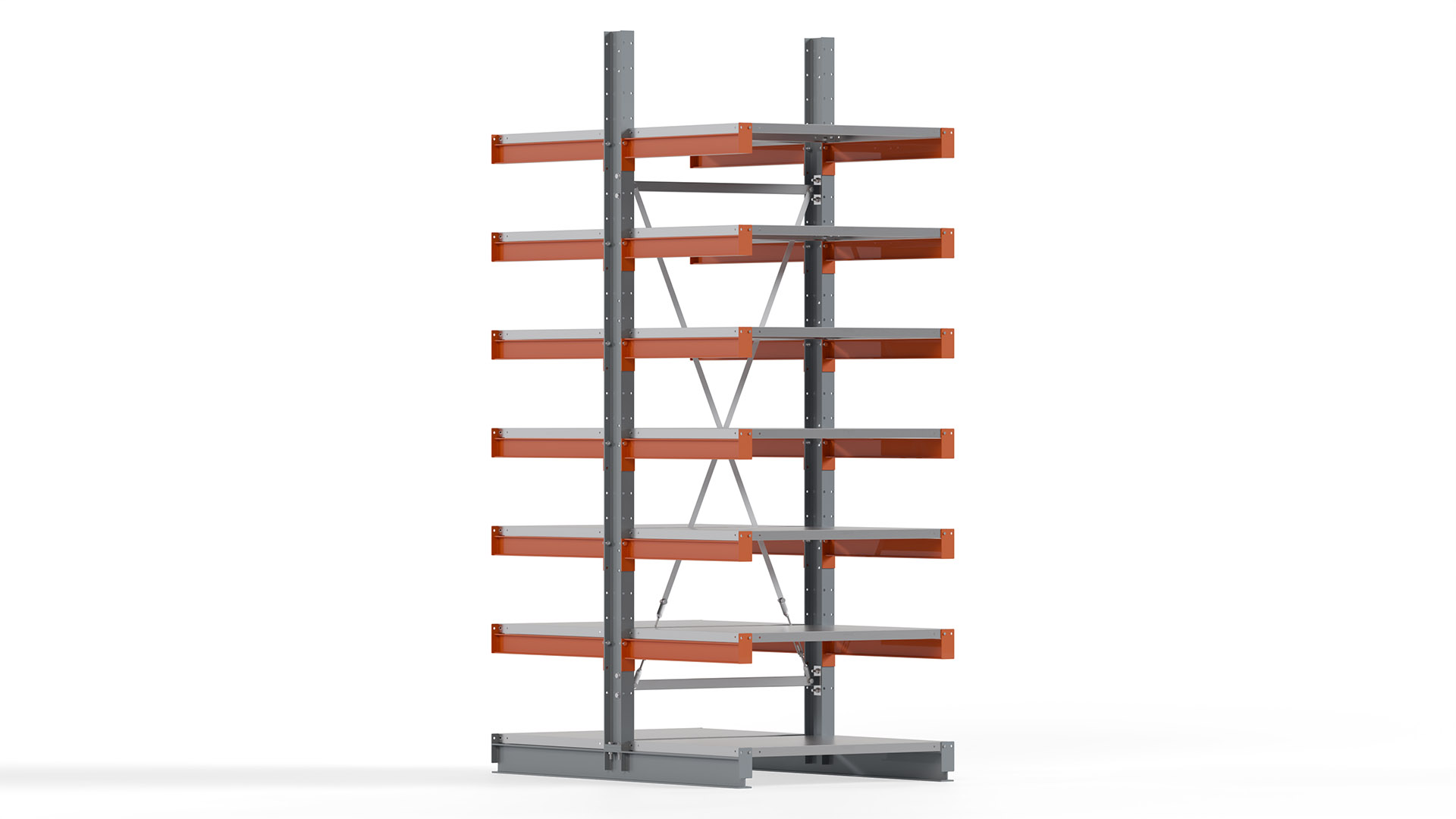 Kragarmregal KARL basic - lackiert - Breite: 100 cm - Höhe: 300 cm - Tiefe: 80 cm - Traglast je Kragarm: 550 kg - beidseitig