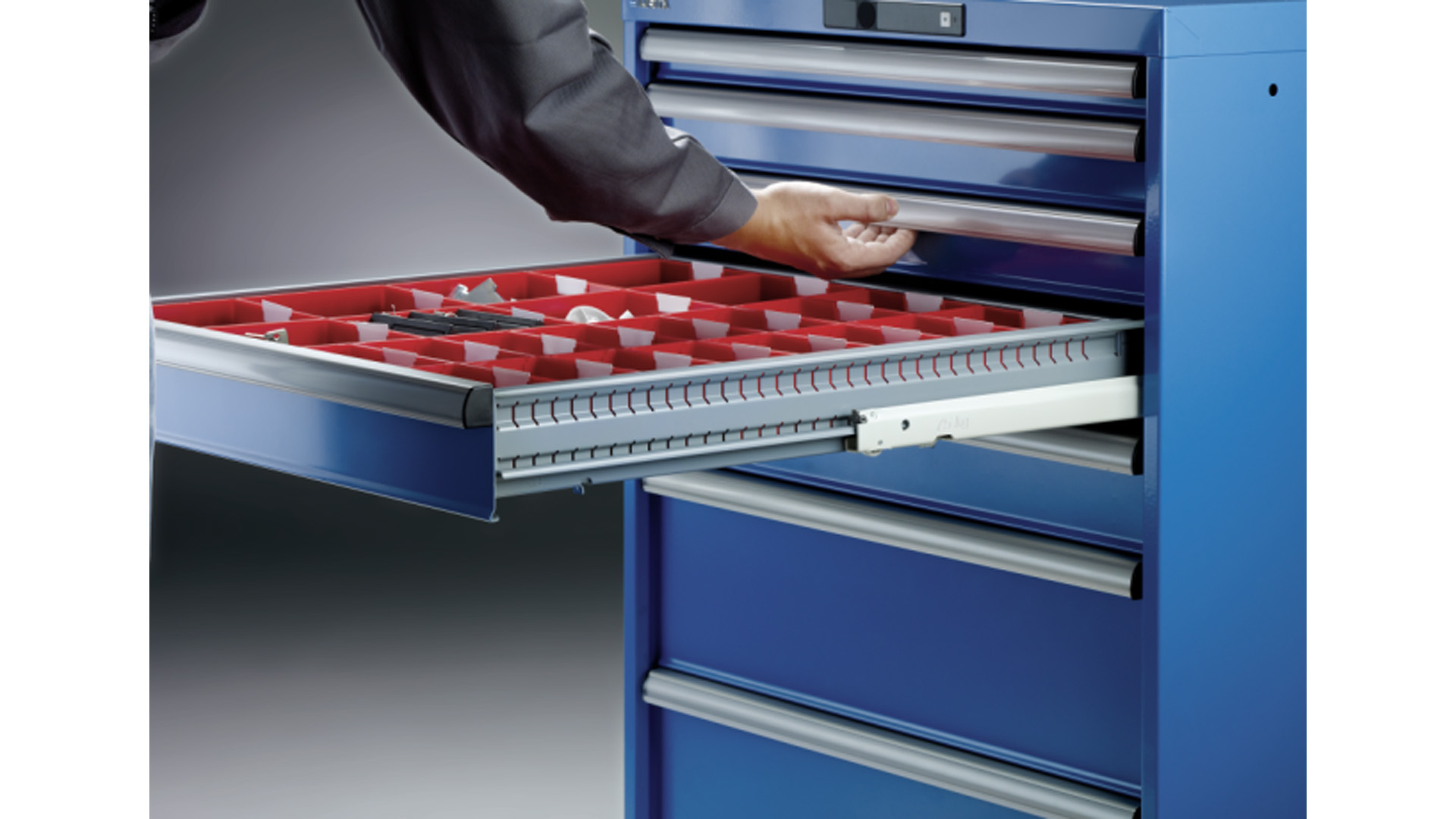 Lista Schubladenschrank - 14.252.020 - 850x564x572 mm (HxBxT) - 7 Schubladen - 75 kg - Key Lock - lichtgrau (RAL 7035)