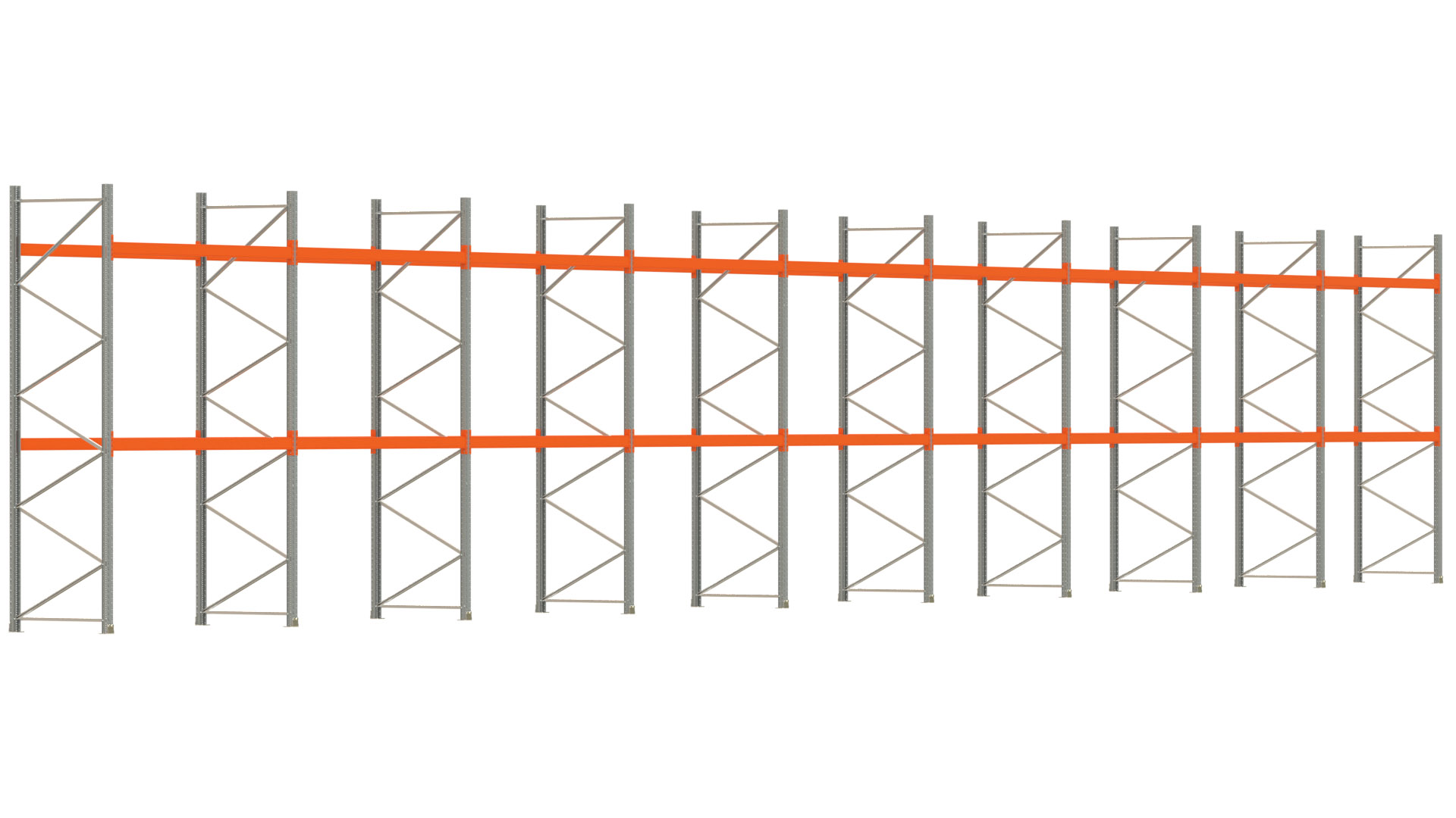 Palettenregal ARTUS - Breite 2515 cm - Höhe 400 cm - Tiefe 110 cm - Fachlast 2000 kg - 81 Palettenstellplätze