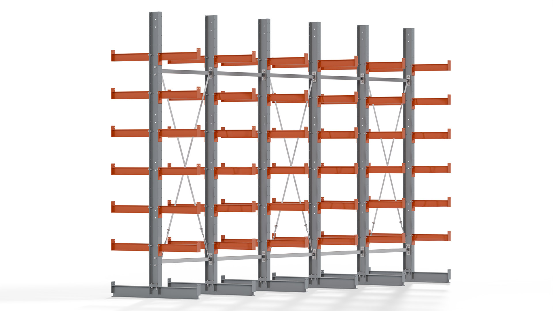 Kragarmregal KARL basic - lackiert - Breite: 500 cm - Höhe: 300 cm - Tiefe: 50 cm - Traglast je Kragarm: 870 kg - beidseitig