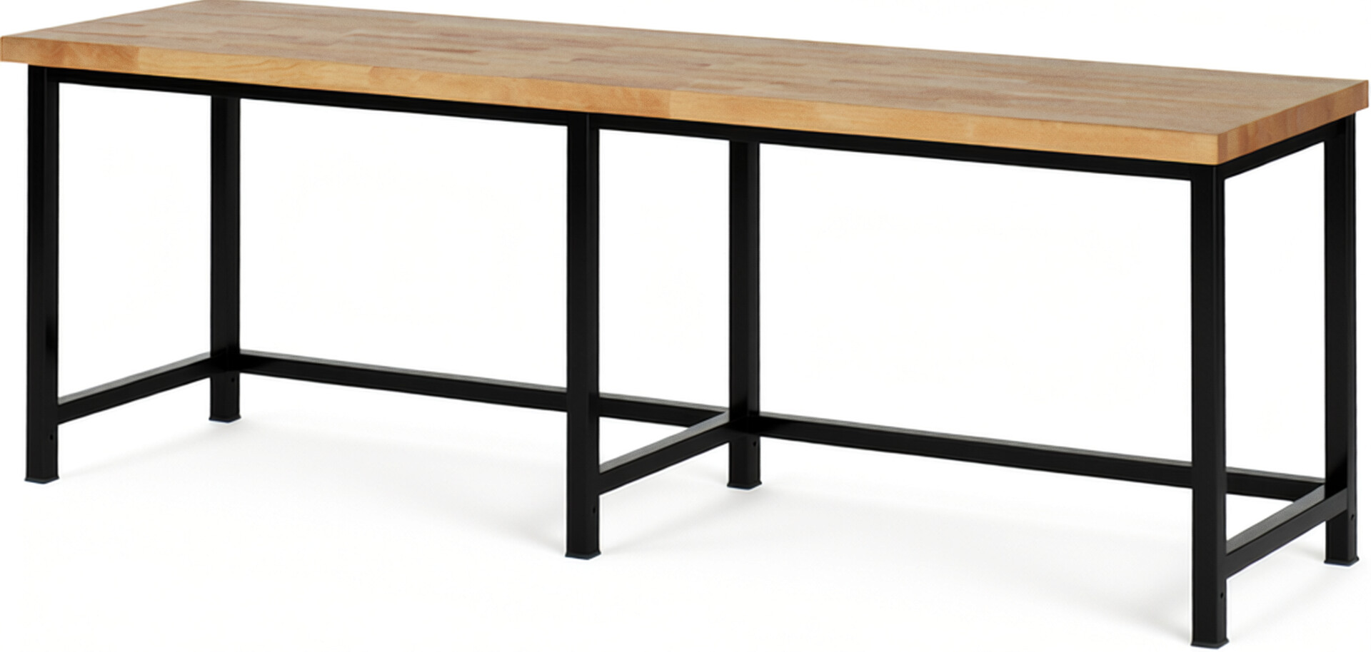 RAU Werkbank schwarz - Breite 250 cm - Tiefe 70 cm - Höhe 104 cm - Buche-Massiv Arbeitsplatte 40 mm