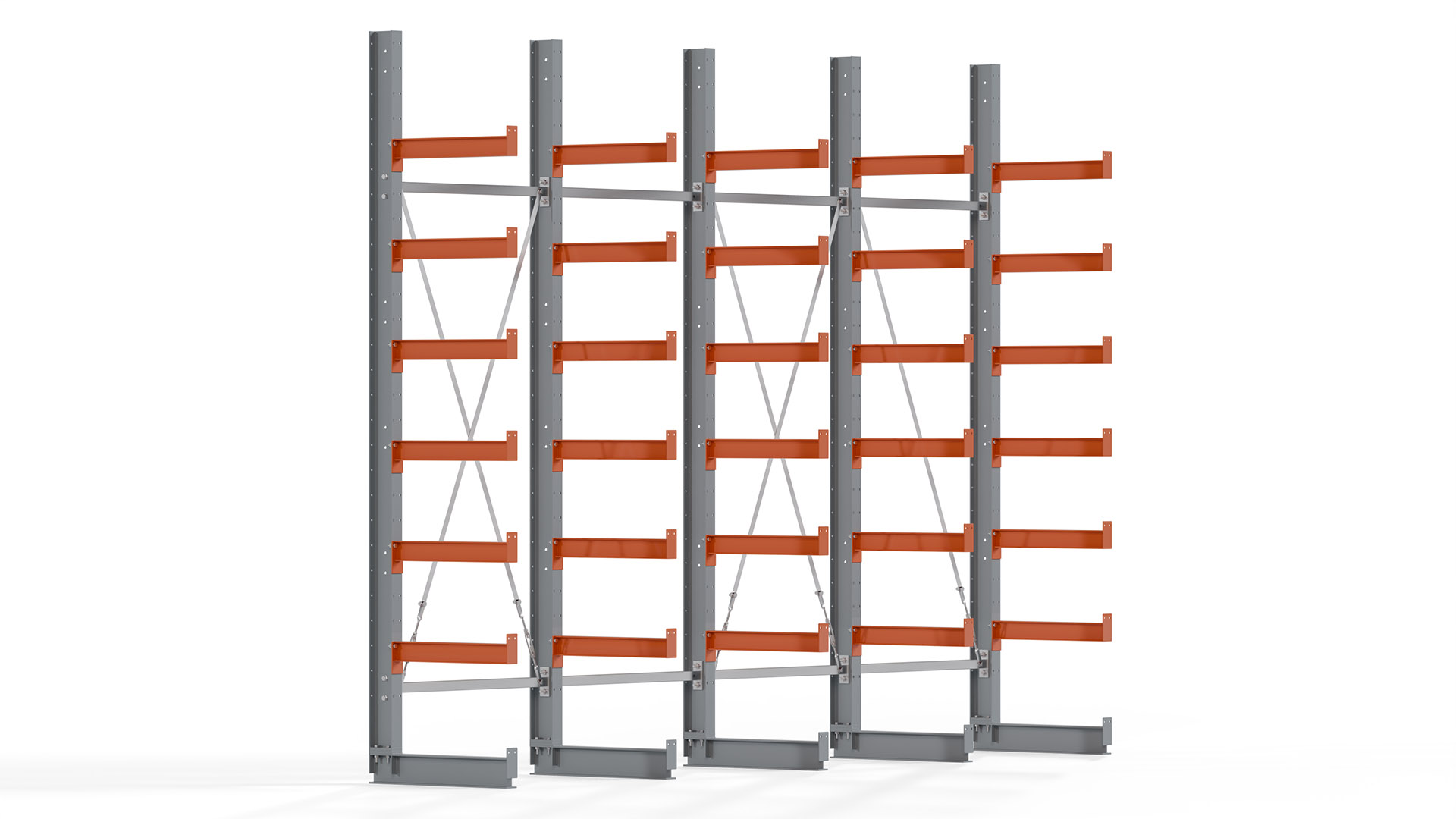 Kragarmregal KARL basic - lackiert - Breite: 400 cm - Höhe: 300 cm - Tiefe: 60 cm - Traglast je Kragarm: 730 kg - einseitig