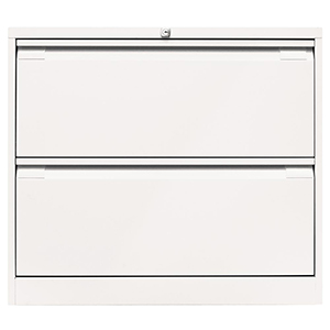 Hängeregisterschrank, BxTxH 800x622x711 mm, doppelbahnig, 2 Schubladen, Griffleiste, verkehrsweiß