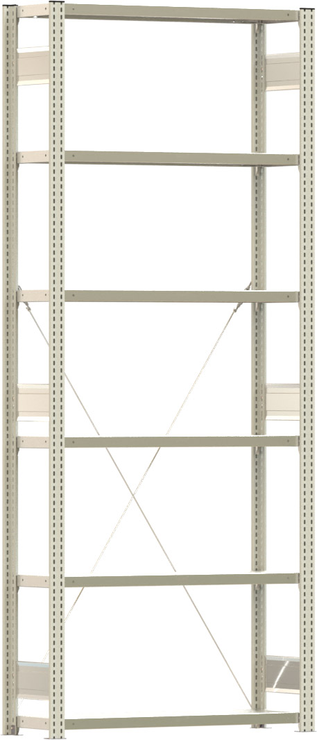 Fachbodenregal BERT - Breite: 100,5 cm - Tiefe: 30 cm - Höhe: 250 cm - 6 Böden - Grundregal