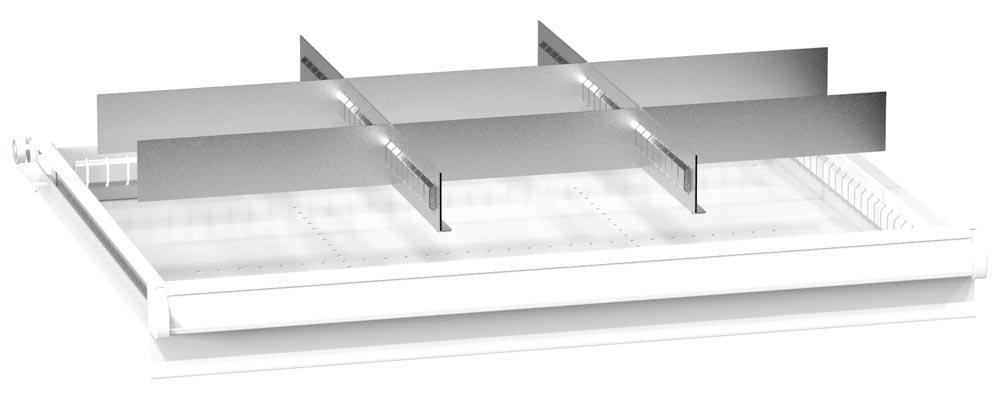Einteilungsmaterial-Set, 2 Schlitzwände, 6 Trennwände, für FH 300 mm, passend für Schublade BxT 1190x780 mm
