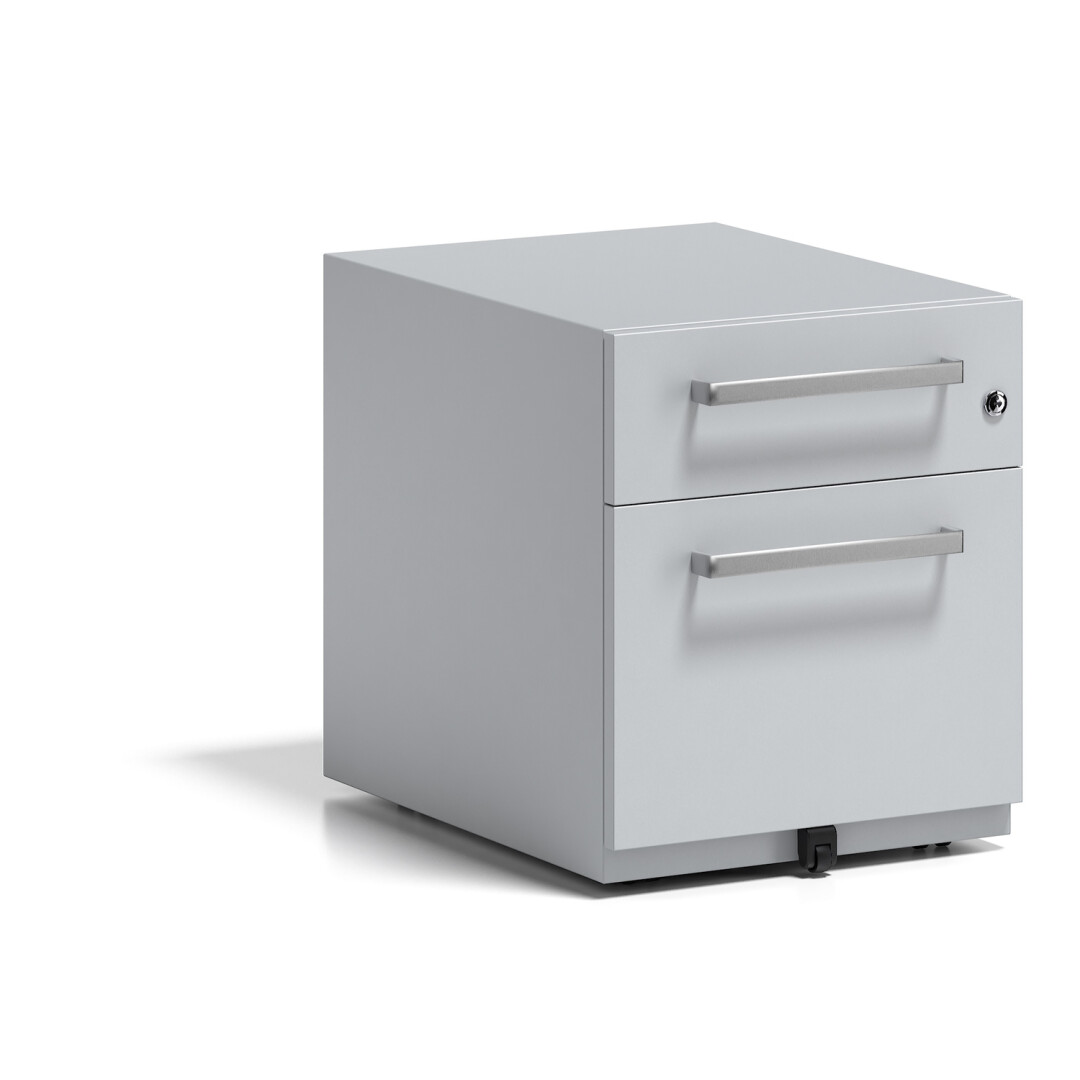 Rollcontainer, BxTxH 420x565x495 mm, 1x Schublade, 1x HR, Designgriff, lichtgrau
