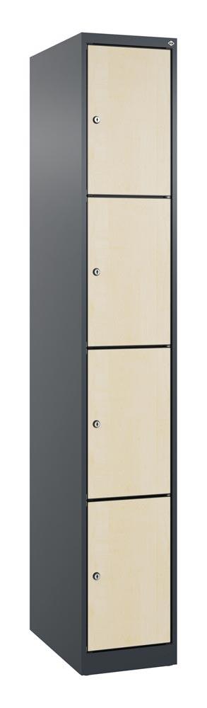 Fächerschrank mit MDF Türen, Breite 30 cm, Höhe 185 cm, Tiefe 50 cm, 4 Fächer