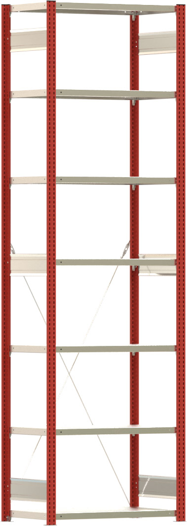 Fachbodenregal BERT - Breite: 87,5 cm - Tiefe: 50 cm - Höhe: 300 cm - 7 Böden - Grundregal