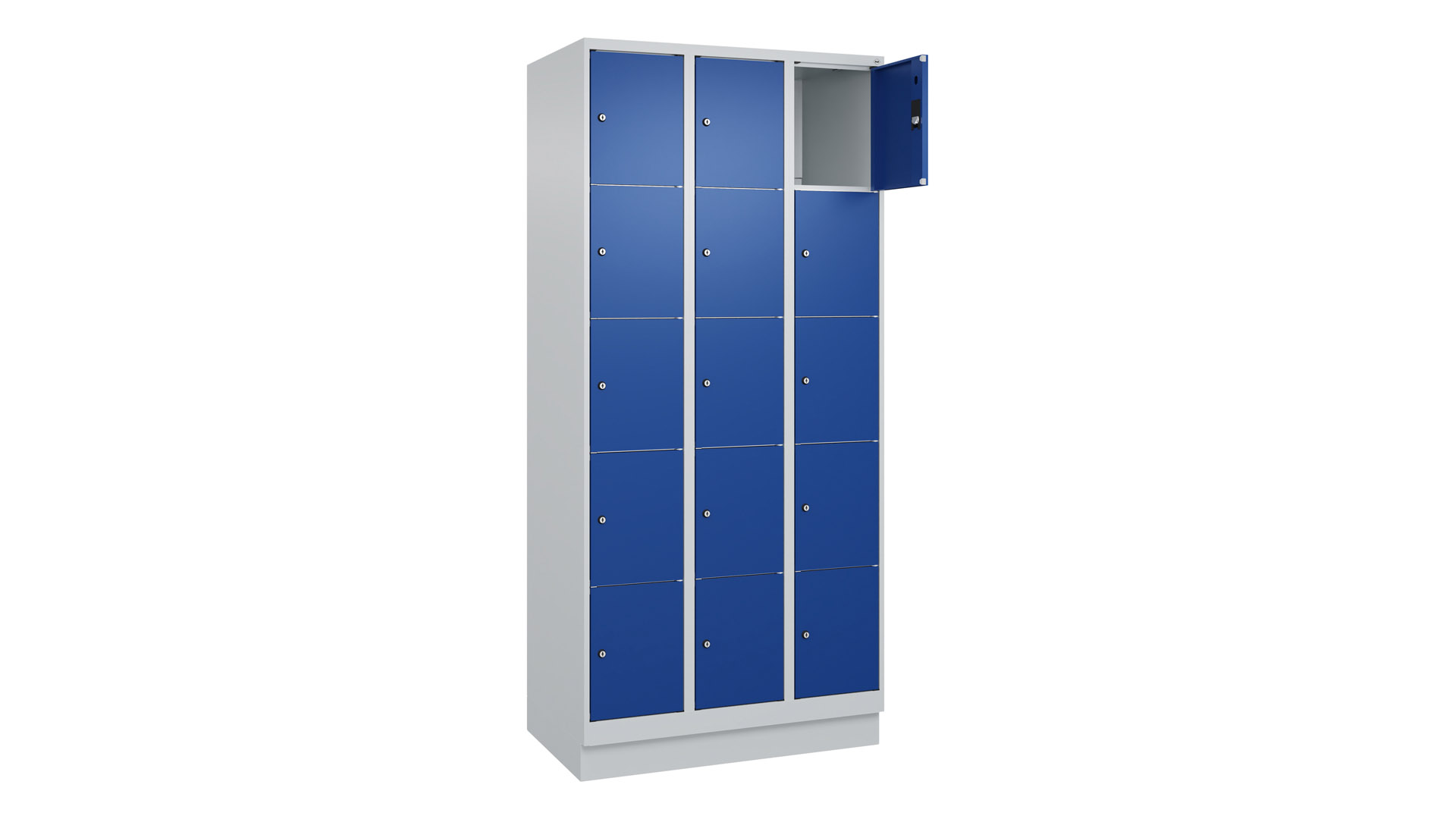 Fächerschrank, Breite 90 cm, Höhe 195 cm, Tiefe 50 cm, 15 Fächer