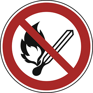 Verbotsschild, Feuer, offenes Licht und Rauchen verboten, Folie langnachleuchtend, Durchm. 100 mm