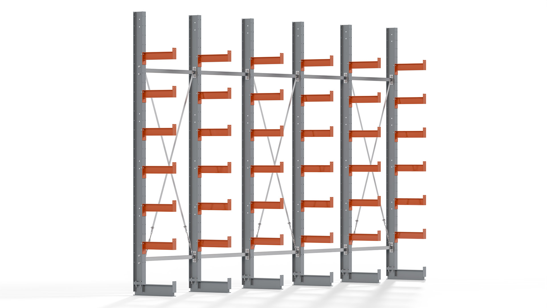Kragarmregal KARL basic - lackiert - Breite: 500 cm - Höhe: 300 cm - Tiefe: 40 cm - Traglast je Kragarm: 1100 kg - einseitig