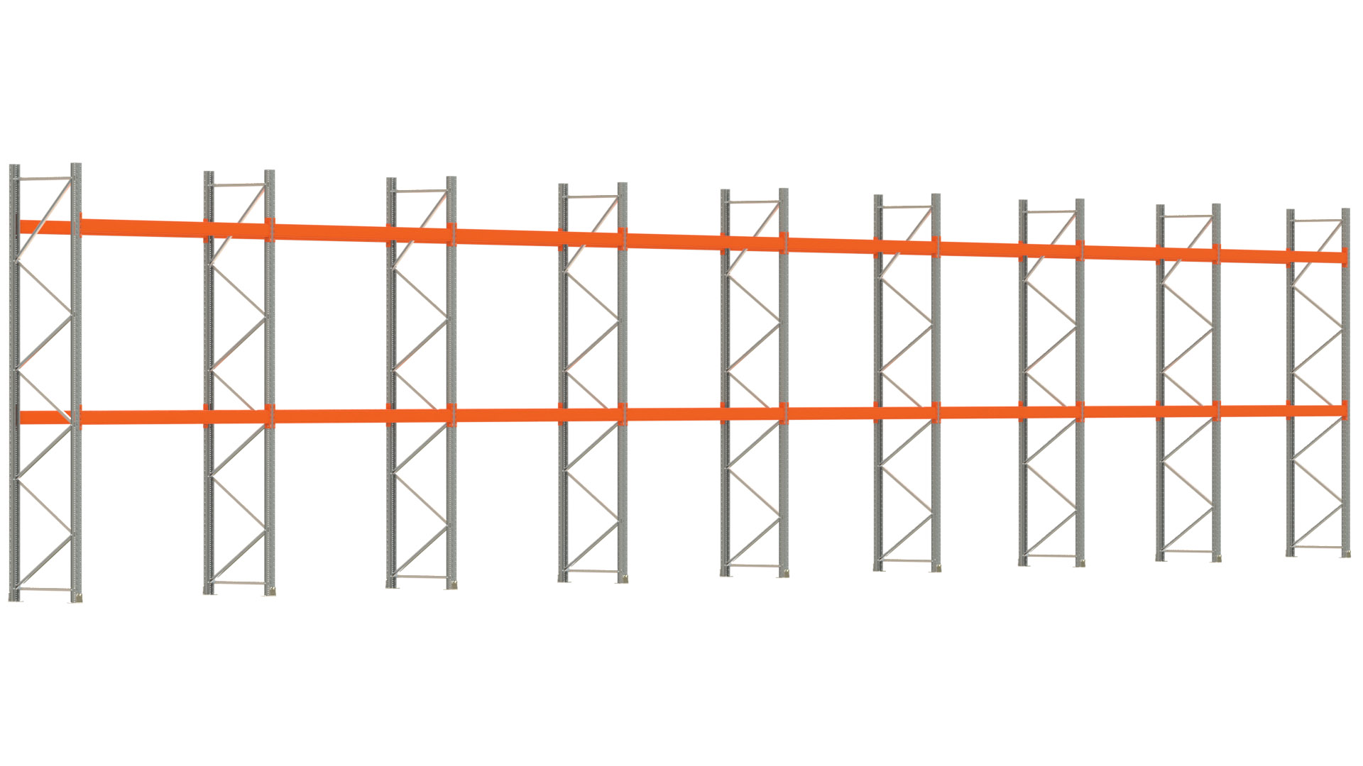 Palettenregal ARTUS - Breite 2236,5 cm - Höhe 400 cm - Tiefe 80 cm - Fachlast 3000 kg - 48 Palettenstellplätze