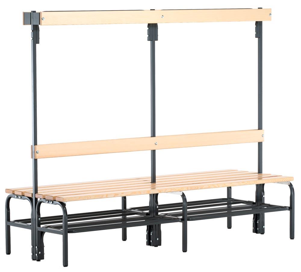 Garderobenbank, doppelseitig, Breite 200 cm, Höhe 165 cm, Tiefe 72,5 cm