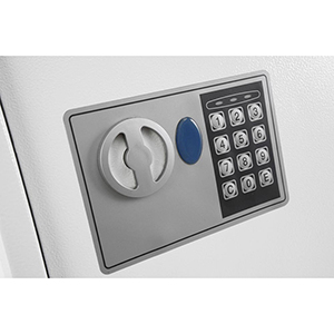 Schlüsseltresor, 48 Haken, BxTxH 300x100x360 mm, elektr. Tastenschloss, RAL 9003 signalweiß