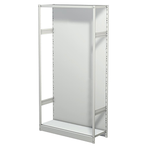 Aktenregal, Büroregal - Steckregal mit Rückwand, ohne Böden, Grundfeld, BxTxH 960x300x1900 mm, lichtgrau