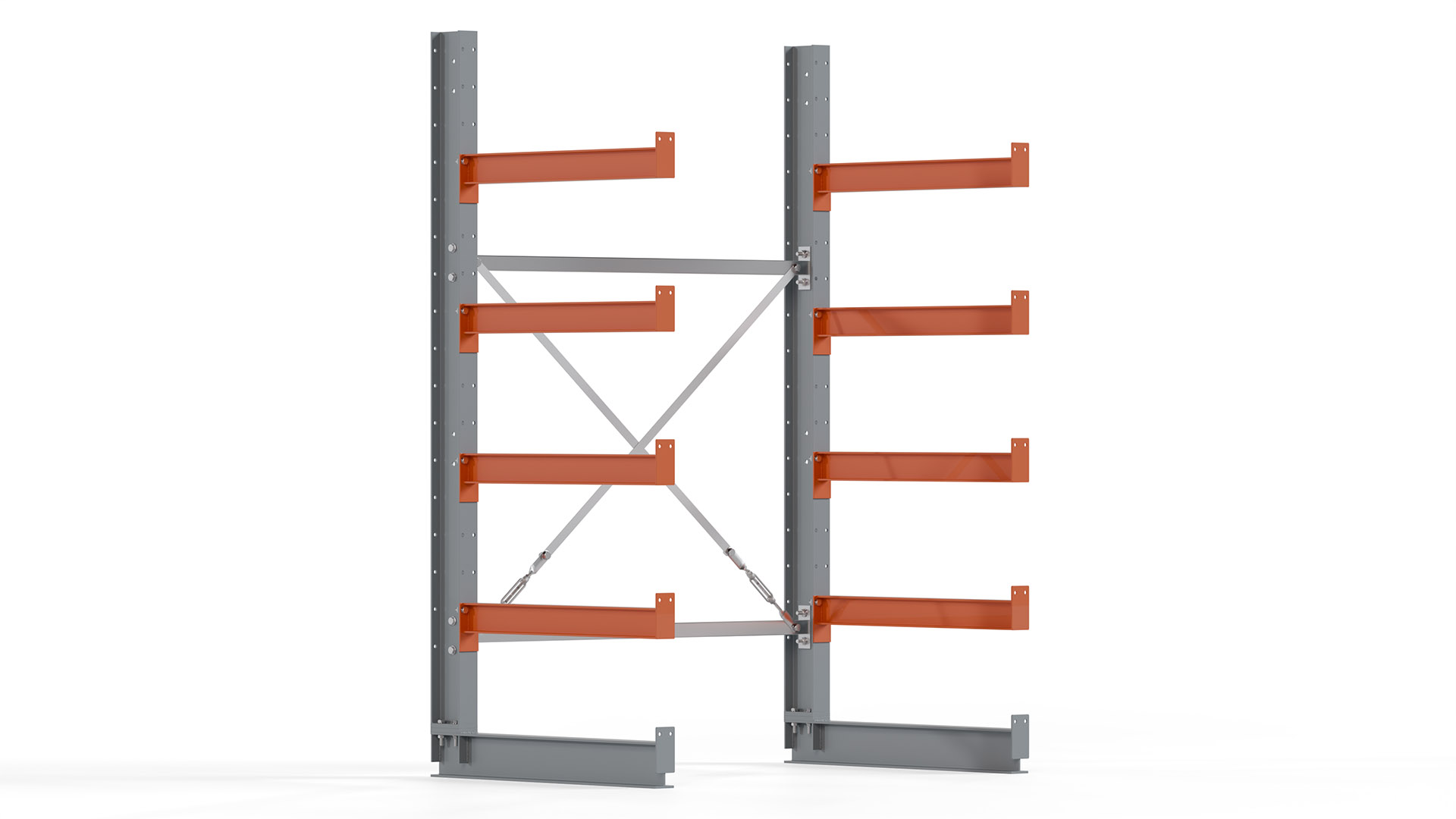Kragarmregal KARL basic - lackiert - Breite: 128 cm - Höhe: 200 cm - Tiefe: 80 cm - Traglast je Kragarm: 550 kg - einseitig