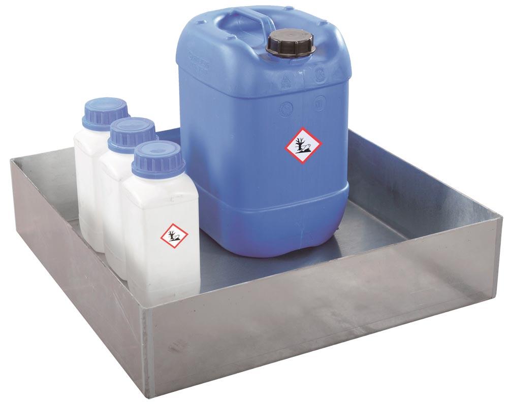 Kleingebindewanne, Stahl, BxTxH 500x500x123 mm, Auffangvolumen 20 l