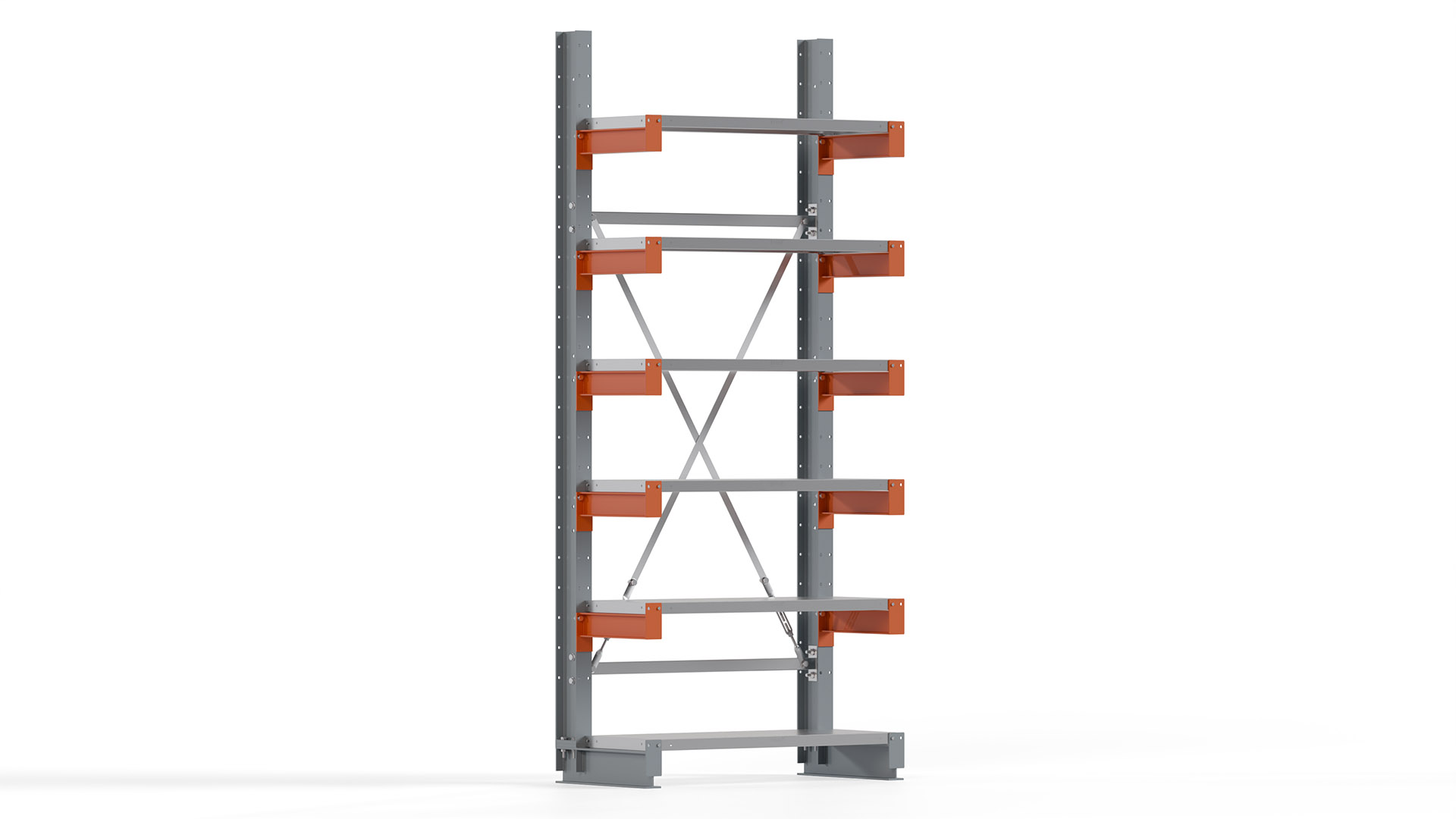 Kragarmregal KARL basic - lackiert - Breite: 100 cm - Höhe: 250 cm - Tiefe: 40 cm - Traglast je Kragarm: 1100 kg - einseitig