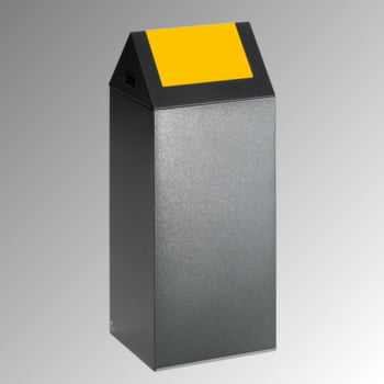 Selbstlöschender Wertstoffsammler - Kopfteil spitz - 60 l - antik-silber/gelb - Höhe 800 mm - Abfallbehälter