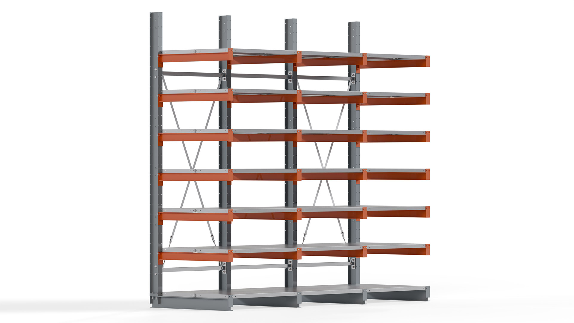 Kragarmregal KARL basic - lackiert - Breite: 300 cm - Höhe: 300 cm - Tiefe: 100 cm - Traglast je Kragarm: 450 kg - einseitig