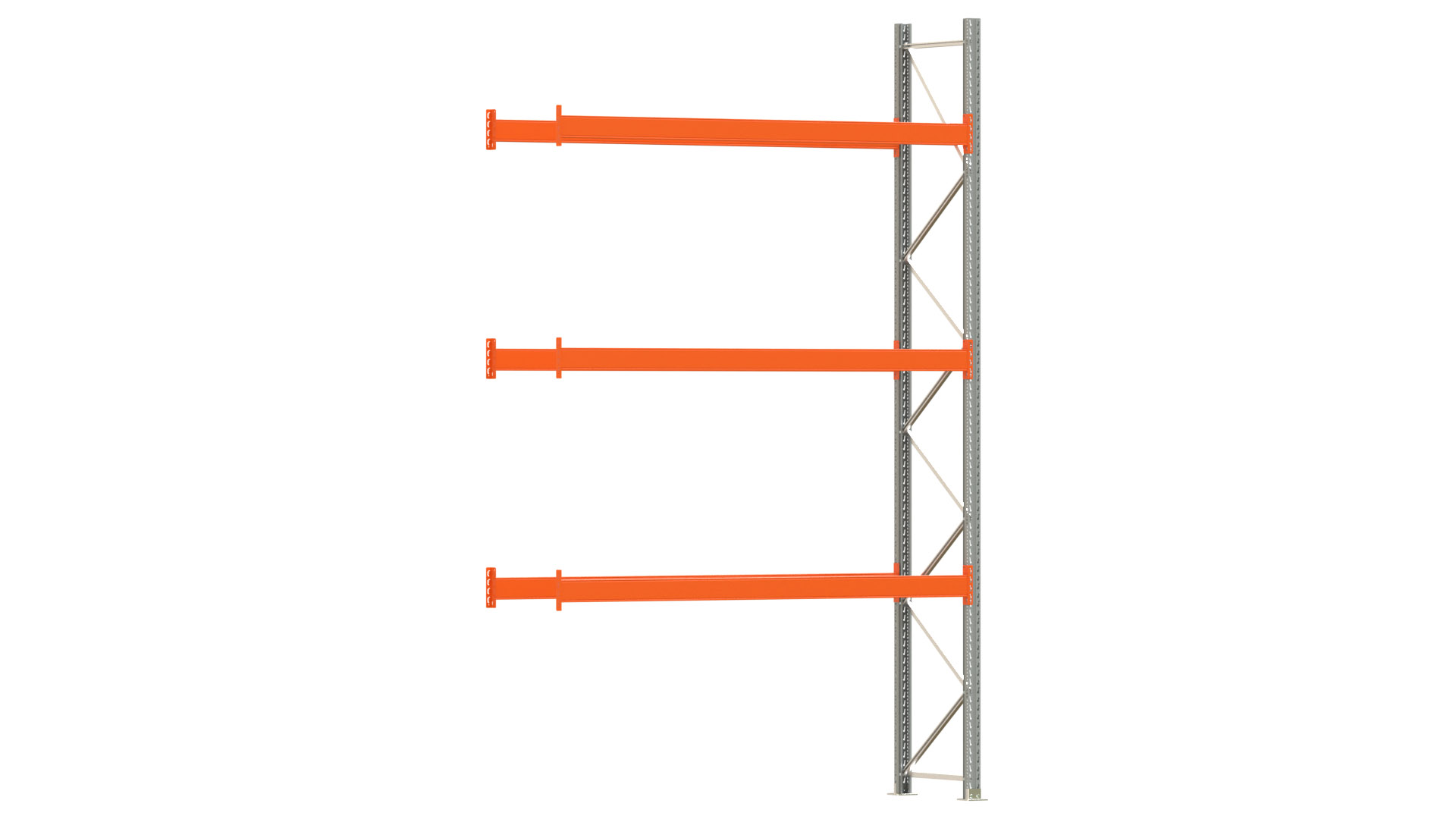 Palettenregal ARTUS - Anbaufeld - Breite 278,5 cm - Höhe 450 cm - Tiefe 80 cm - 3 Träger Ebenen
